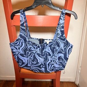 Derek Heart Blue Swirl Crop Top